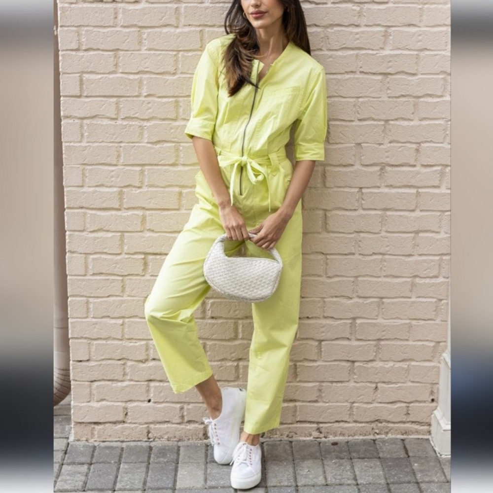 NWT Steve Madden Lime Yellow Utility Jumpsuit with Tie Waist